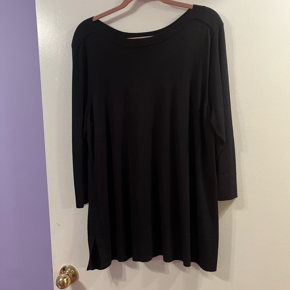 Karen Scott light weight black tunic sweater . XL. EUC